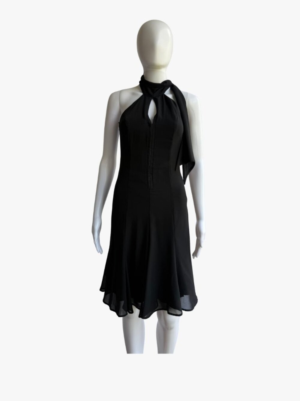 Versace Black Halter Scarf Midi Dress